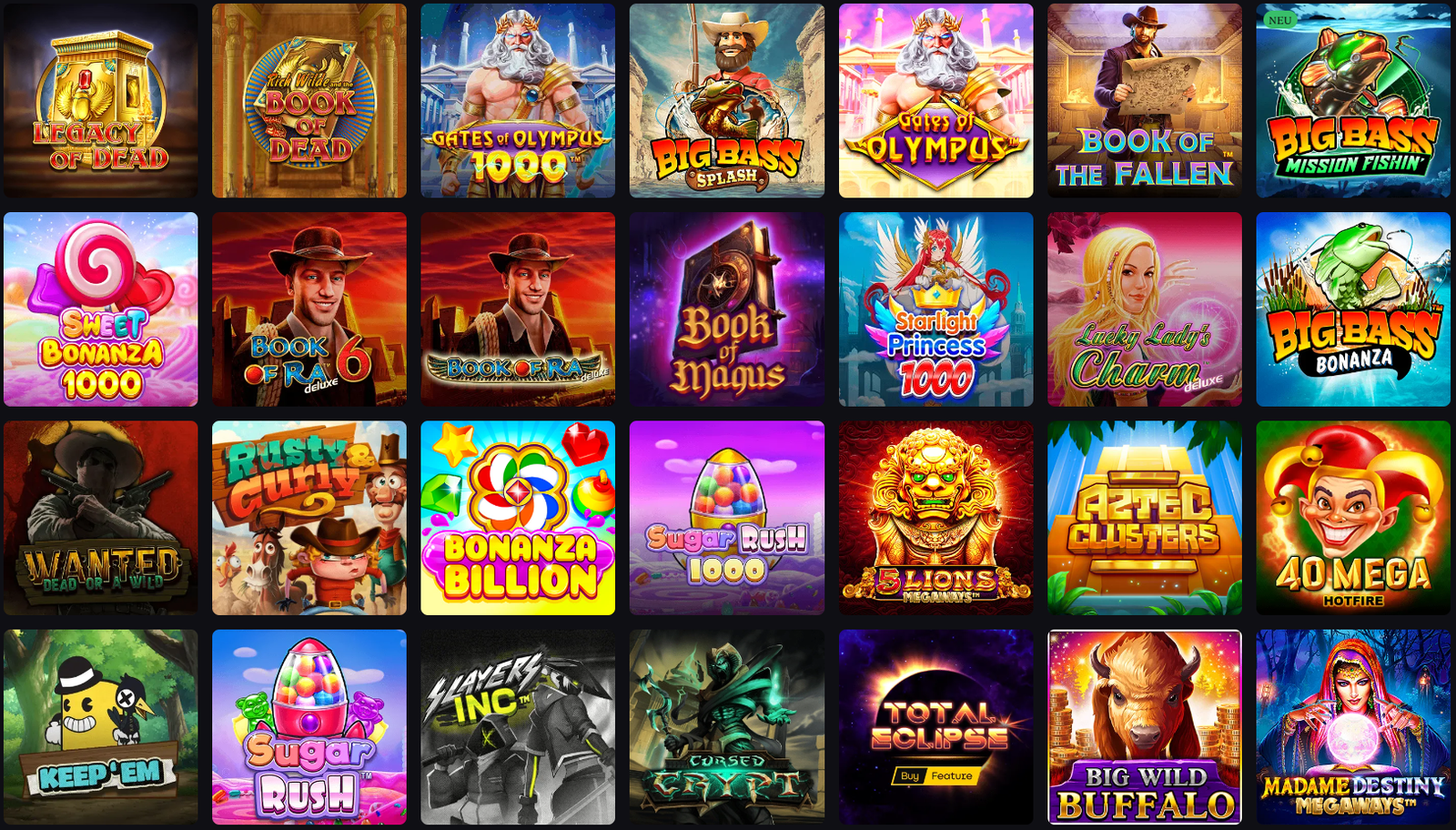 Spieleangebot im Lucky Circus Casino